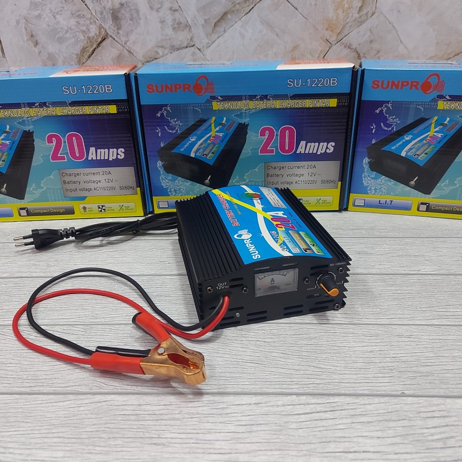 COD Battery Charger Sunpro SU-1220A / Casan Aki 20 Amps