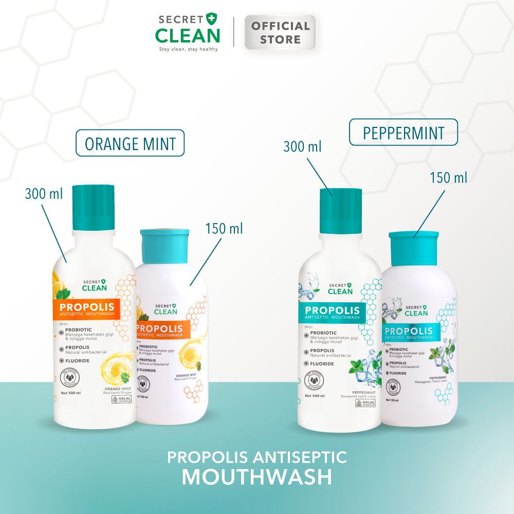 Ningrum – Secret Clean Propolis Antiseptic Mouthwash 150/300/500ml / OrangeMint Peppermint / Obat Kumur Wangi - 5701