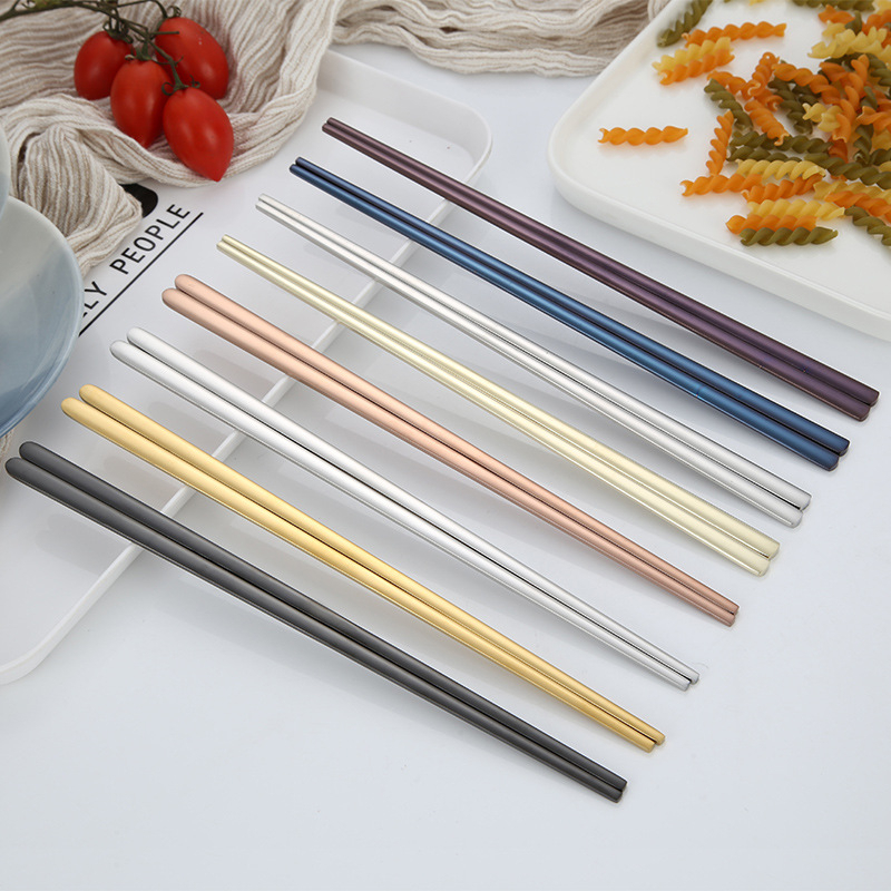 Sumpit lurus datar Korea 304 stainless steel Sumpit datar padat Korea sumpit China Chinesse food gold blue black silver premium elegan Chopstick reusable tebal