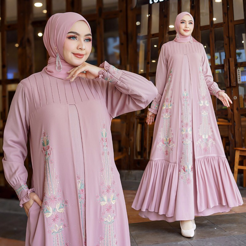 GAMIS FLOWER DRESS BORDIR OPNESELL BY FADINDA
