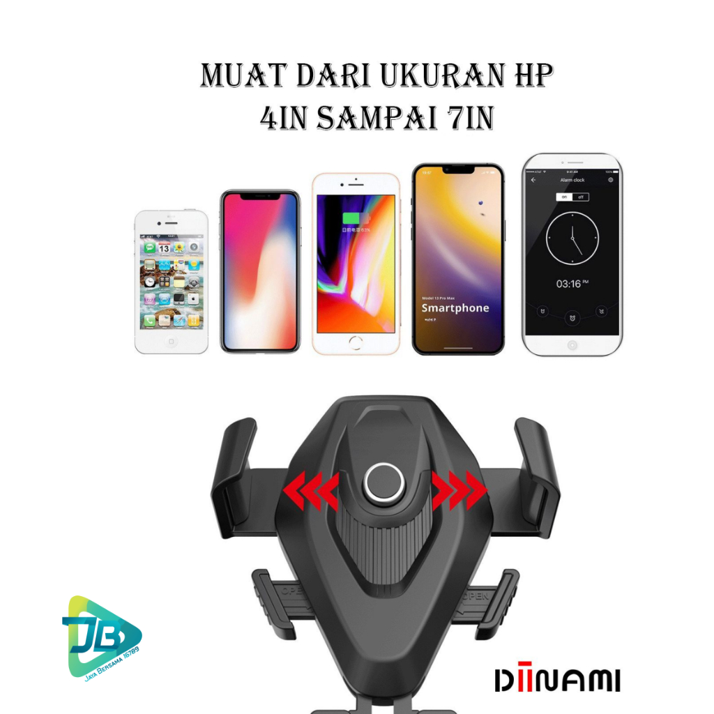 DIINAMI HM-3 Holder hp mobil Dudukan handphone universal original untuk pemasangan di dashboard ka ca meja lemari bisa potrait landscape 360 derajat JB8909