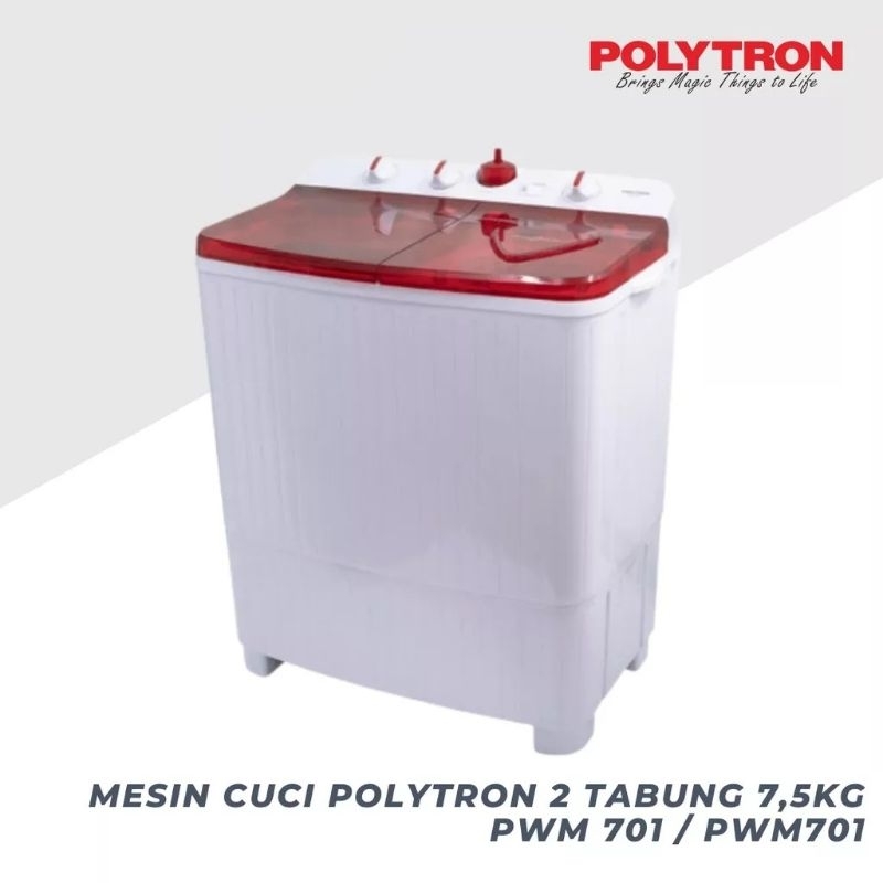 POLYTRON Mesin Cuci Twin Tub Kapasitas 7 Kg PWM-701