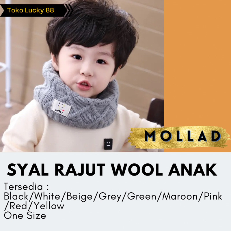 IMPORT MOLLAD Scarf Ring Kids Syal Anak Rajut Wool Ring Winter Scarf kids Wool Infinity