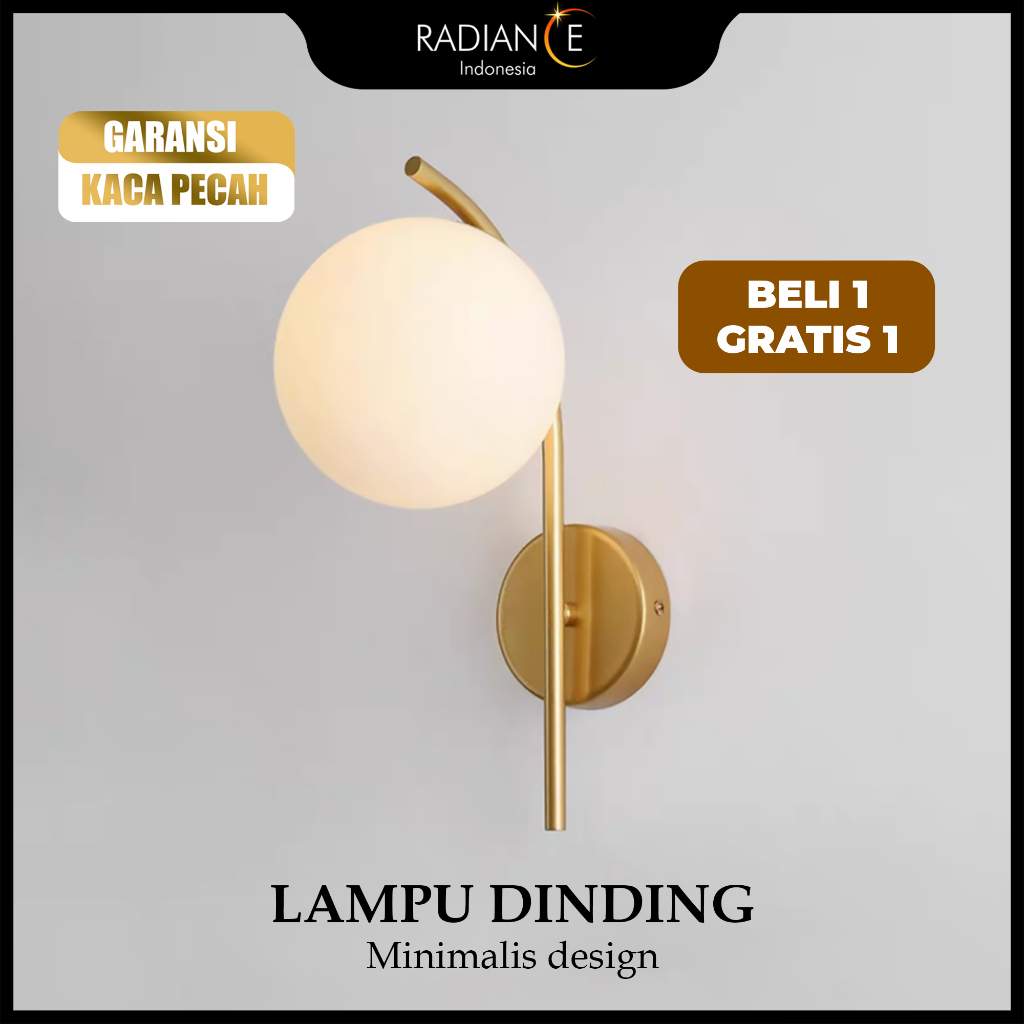Lampu Dinding Kaca Susu Gold Modern Minimalis Hias Dekorasi Ruang Tamu