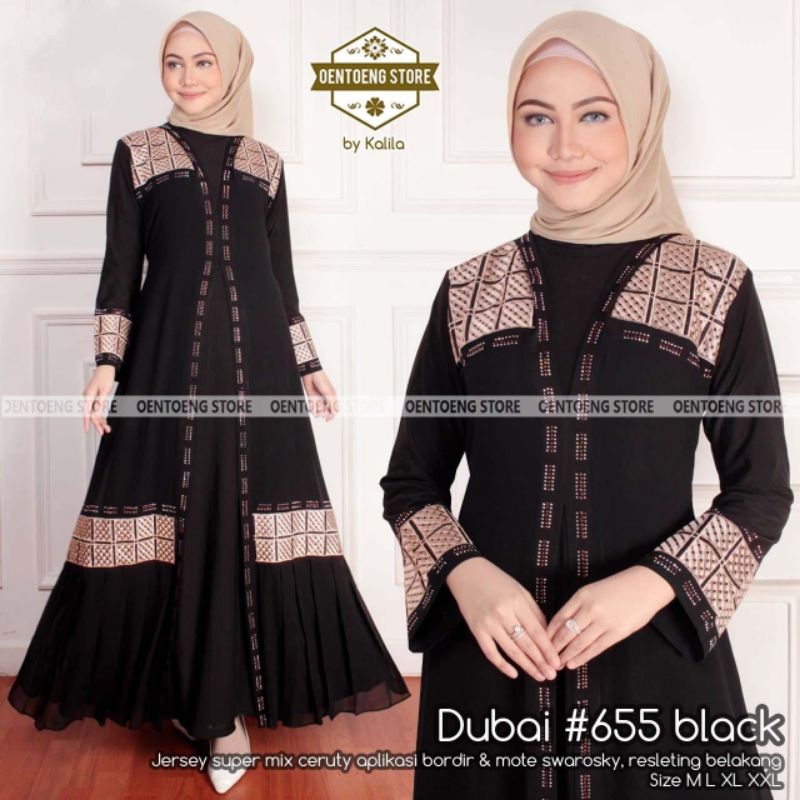 Gamis Dubai #655 Bordir Dress By Original Oentong Store Longdress Busana Muslimah