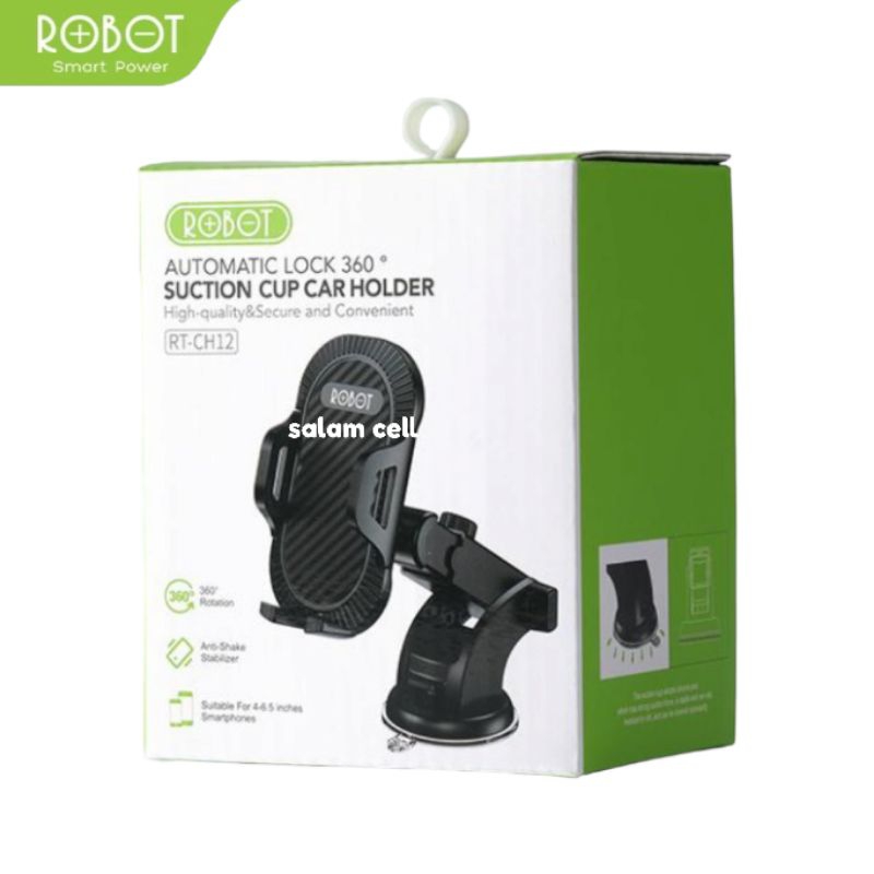 Holder Mobil ROBOT RT-CH12 Suction Cup Automatic Lock 360° Dudukan Hp Original