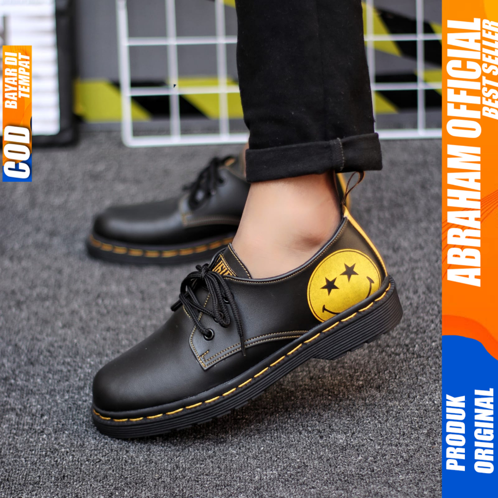 Sepatu Formal Docmart Low Boot Pantofel Kerja Hitam Pria Abraham