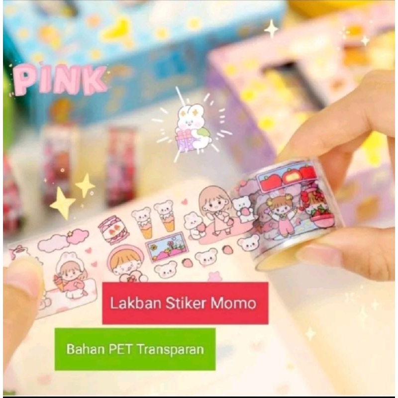 

Sticker Momo Aesthetic + Tape Roll Set Lucu Viral