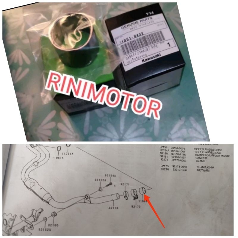 paking selencer silencer knalpot Ninja 250fi 250 fi W175 Astrella original