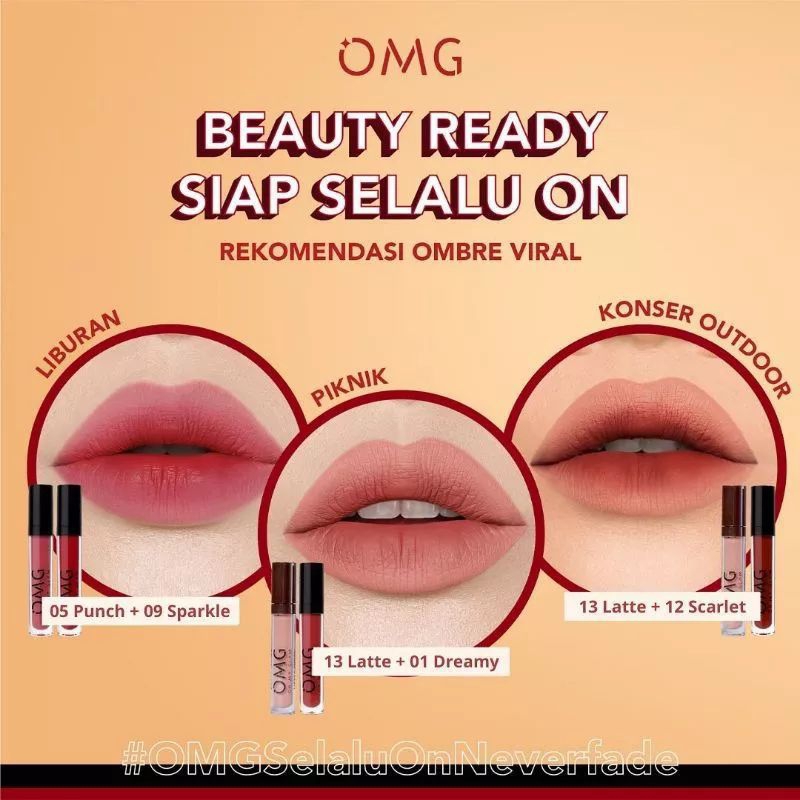[Redy Stok] Paket Ombre Lips OMG |Lipcream OMG ombre coffee edition|Lipstik OMG