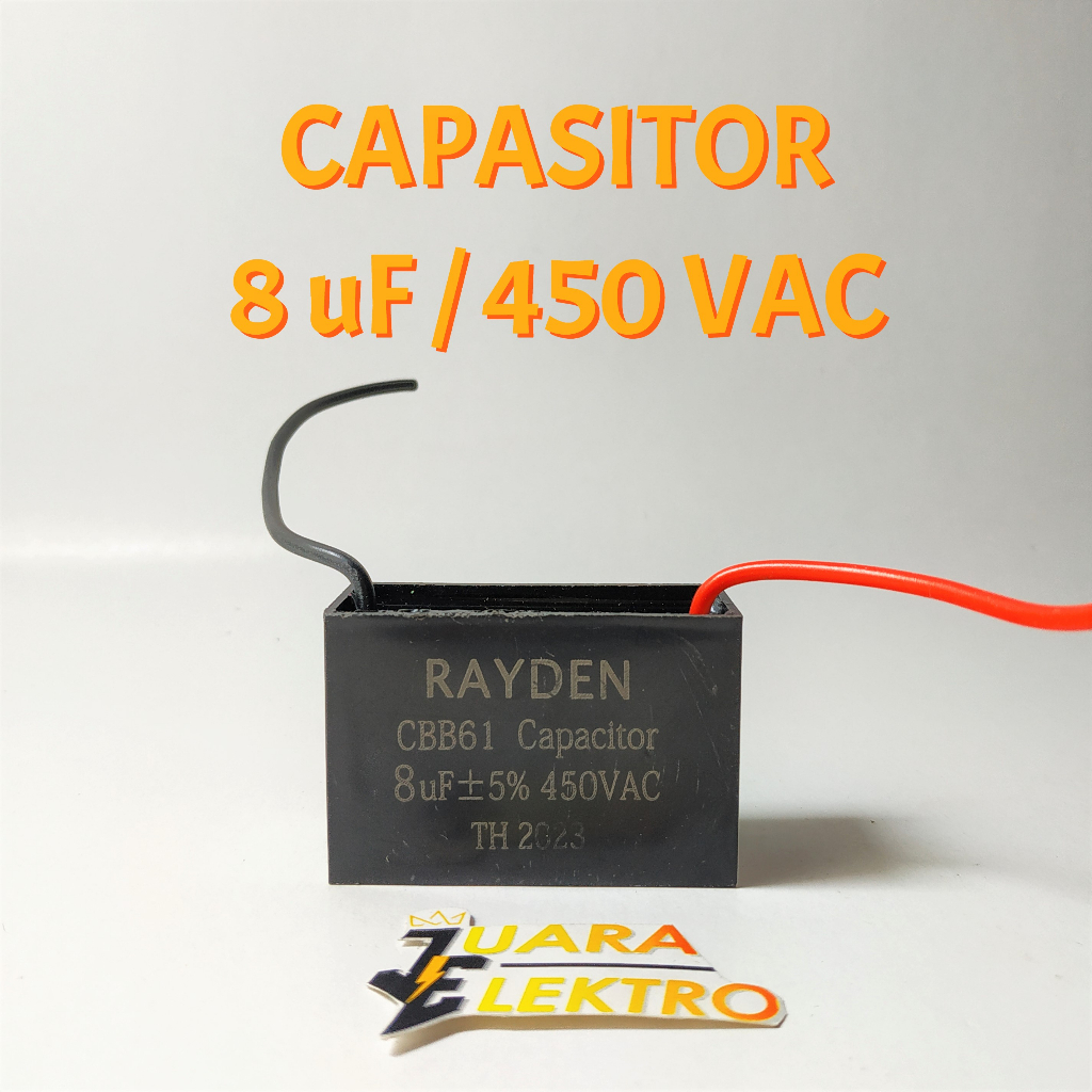 Capasitor Kipas Angin 8uF / 450VAC Segi | Kapasitor 8 uF Fan Kotak | Kapasitor Kipas Angin RAYDEN