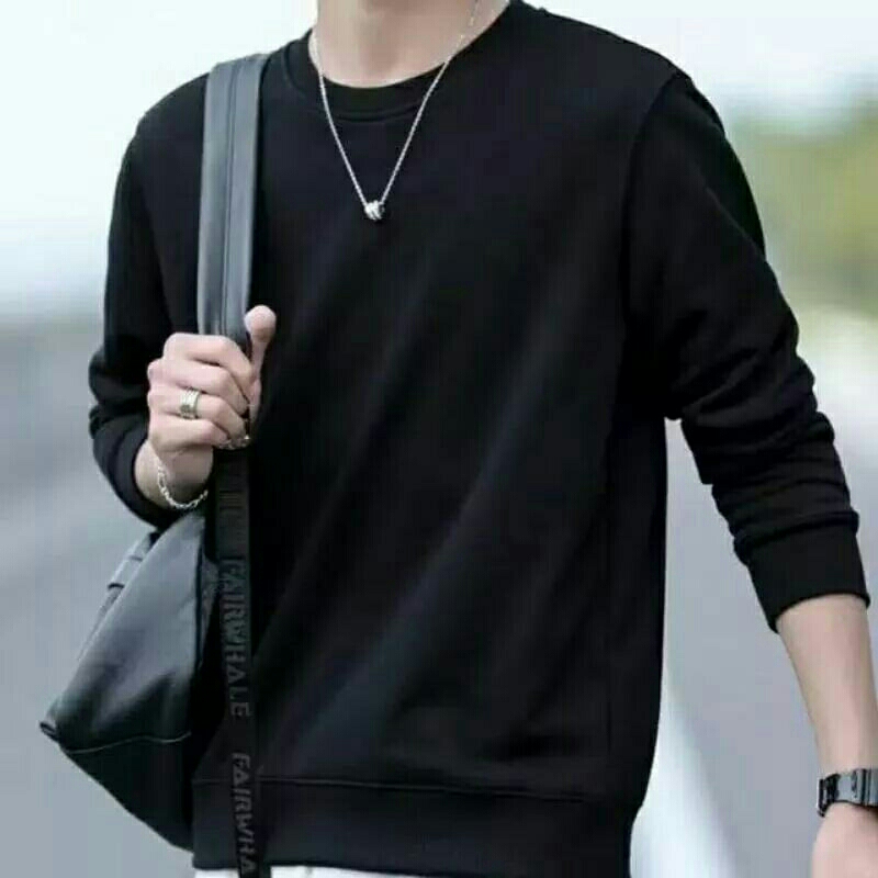 Baju pria lengan panjang hitam polos