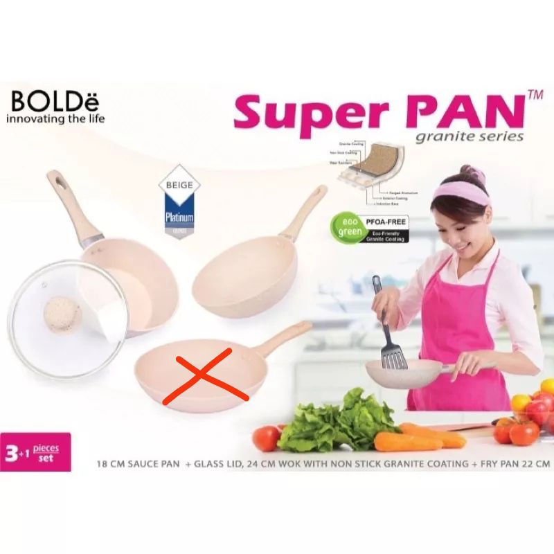 Super Pan BOLDe Panci Granite Ceramic Cookware Set (100% ORI)