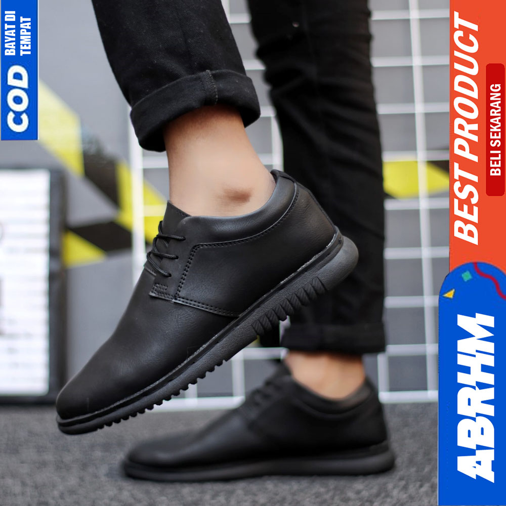 ABRHM Sepatu Formal Pantofel Hitam Casual Kerja Pria