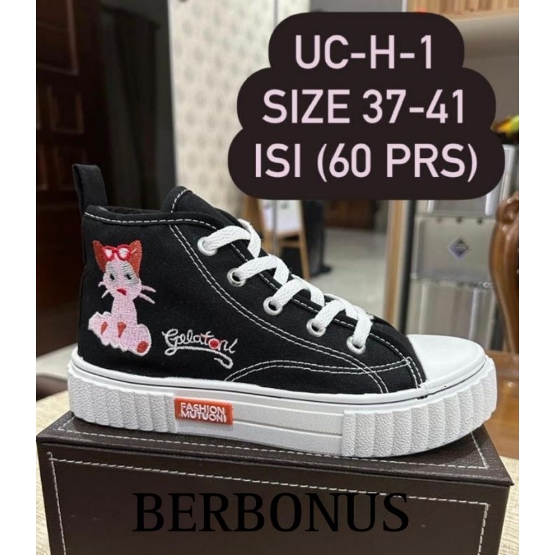 Sepatu BOOTS Sol Karet Lentur Bahan Kanvas Wanita Fashion 020