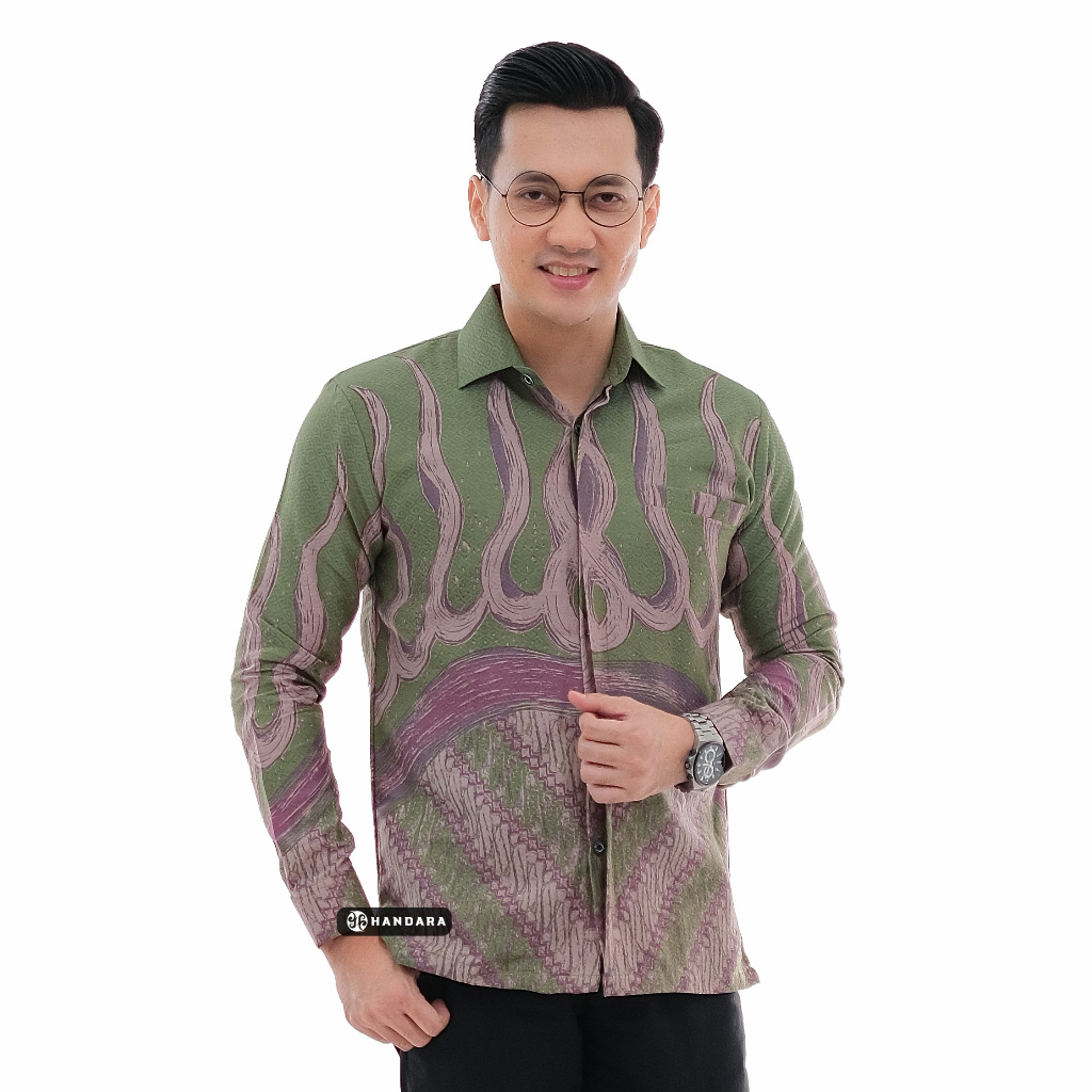 Handara Batik Pria Katun Dobby Premium Legowo Hijau Sage HB-332