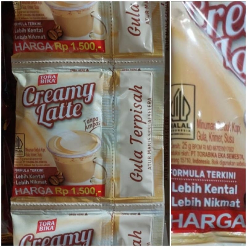 

Creamy Latte Torabika Gula Terpisah Rentengan Rencengan Isi 10 Sachet Pcs 25 Gr