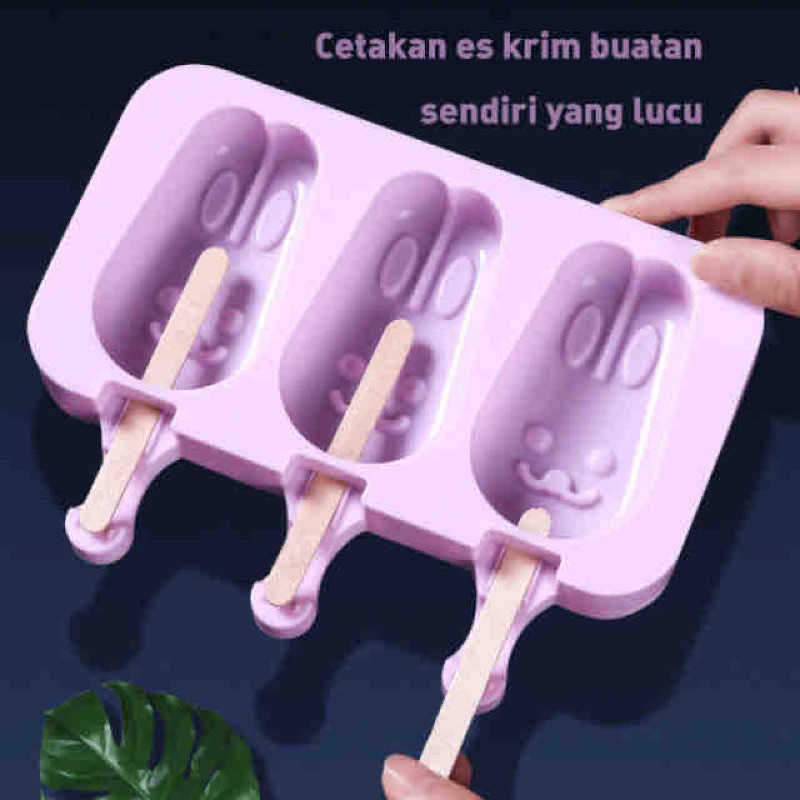 MJ88 Cetakan Ice Cream PopSicle Coklat Cetakan Agar Agar Jelly Mold Silikon Karakter Ice Cream Lucu Super Murah