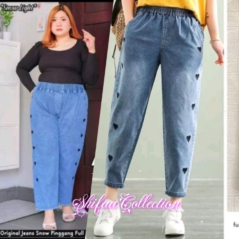 Celana Luna Bordir Soft Jeans BB 60-80 kg /Jumbo