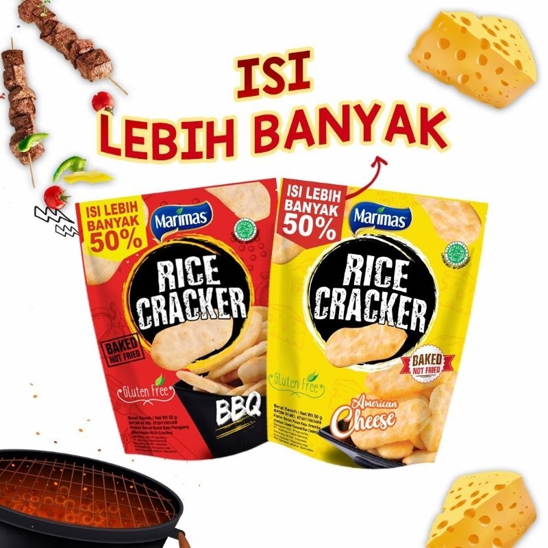 

Rice Crackers Marimas 50gr Extra 50% rasa BBQ, American Cheese