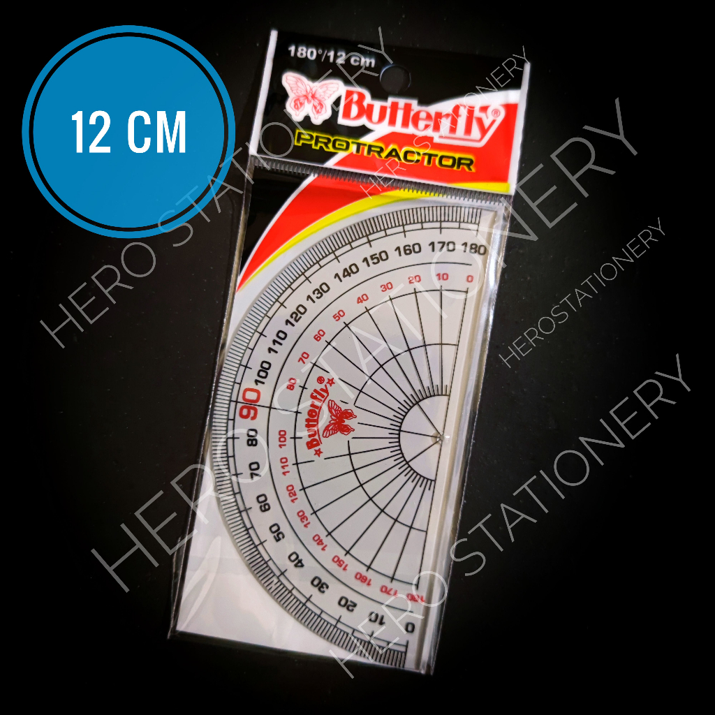 

Butterfly penggaris busur derajat protractor 180 derajat 12 cm