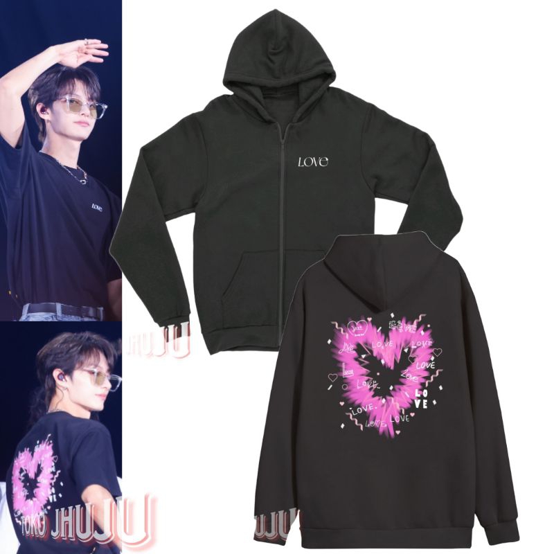 (versi) Hoodie Zipper Jun Svt Fan Meeting Love Pink Belakang