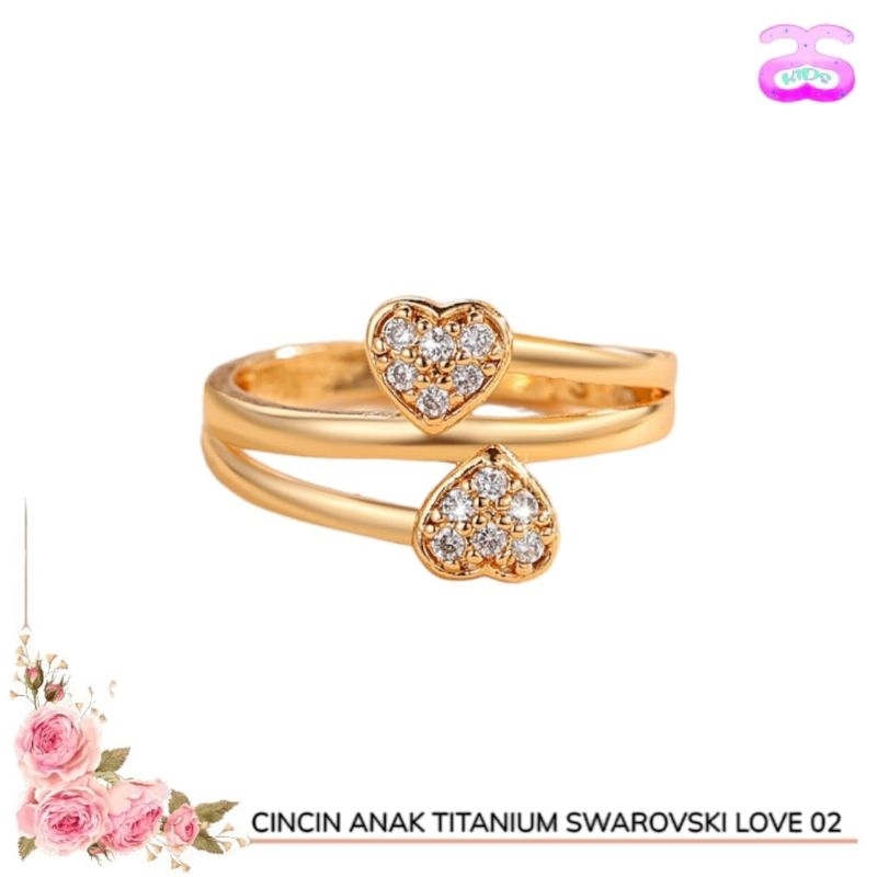 Cincin Anak Titanium Swarovski Love 02