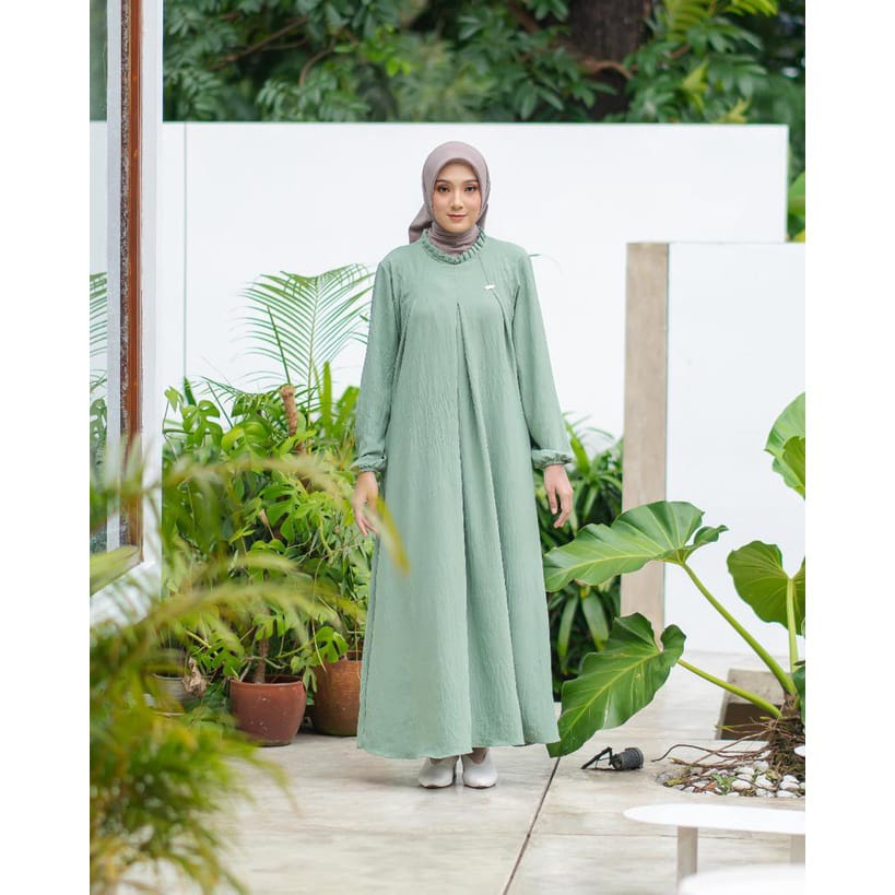 gamis terbaru 2023 lebaran wanita marwah drees ukuran L XL XXL 3XL 4XL bahan crincle airflow premium adem