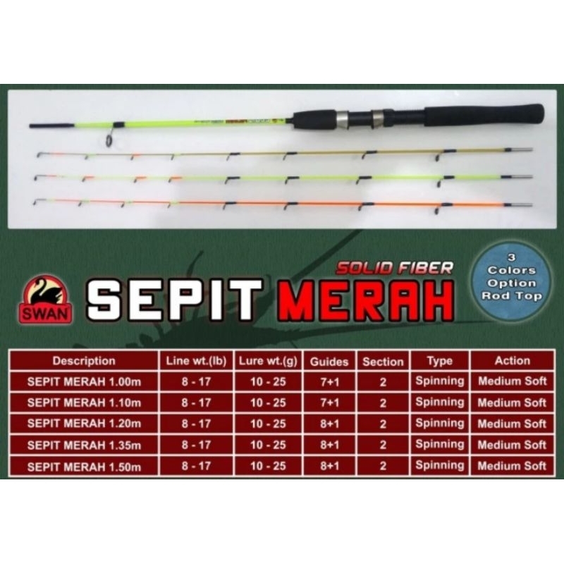JORAN UDANG SWAN SEPIT MERAH 1.35M | FIBER SOLID