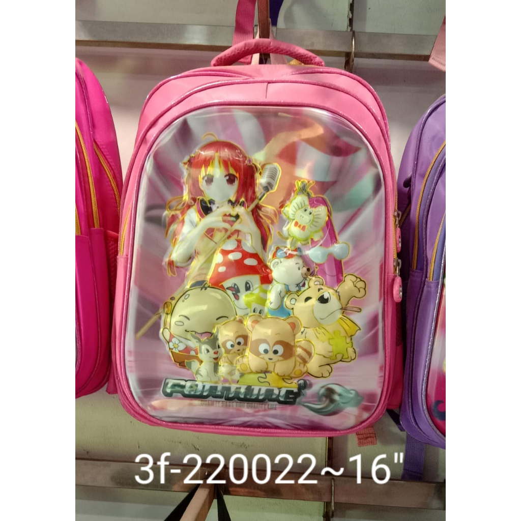 Tas Ransel Anak Sekolah Perempuan 15''Fortune 220010 Pink Raincover