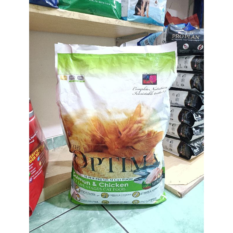 Ekspedisi Only Makanan kucing Optima salmon &amp; chiken all life stage 9.07kg/ Optima Cat / Dryfood