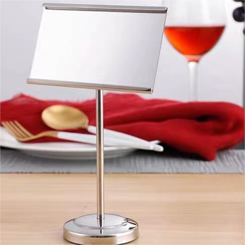

Menu Stand Display Stainless Table Number Holder Stand 15Cm Tiang Nomor Meja Stick Card Holder