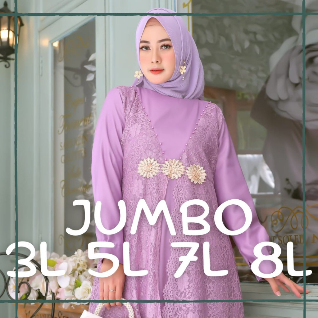 Gamis Brukat Jumbo Bahan Toyobo Starla Dress Gamis Pesta Kondangan LD 120 126 130 cm Dress Brukat JU
