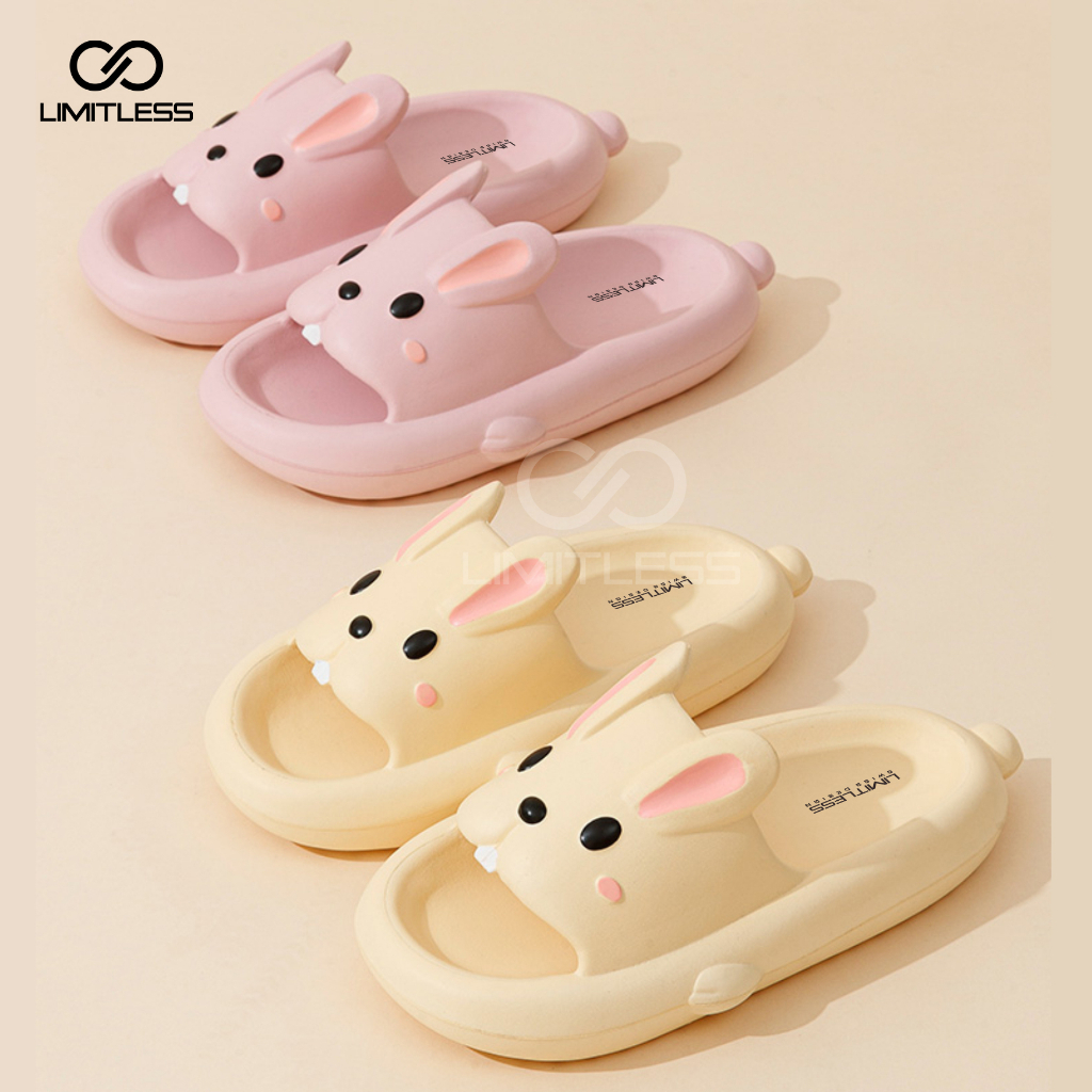 Sandal Selop Kelinci Wanita Casual BUNNY Korean Style Sendal Rabbit Cewek Slip On Sandal Kelinci Empuk Nyaman