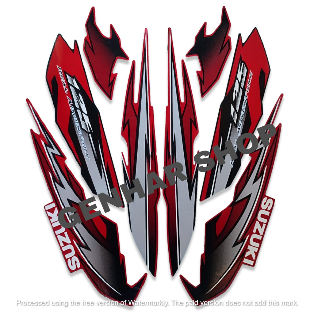 STIKER LIS BODY MOTOR SUZUKI THUNDER 125 2012 2013 MERAH STRIPING LIS THUNDER STANDAR FULL SET