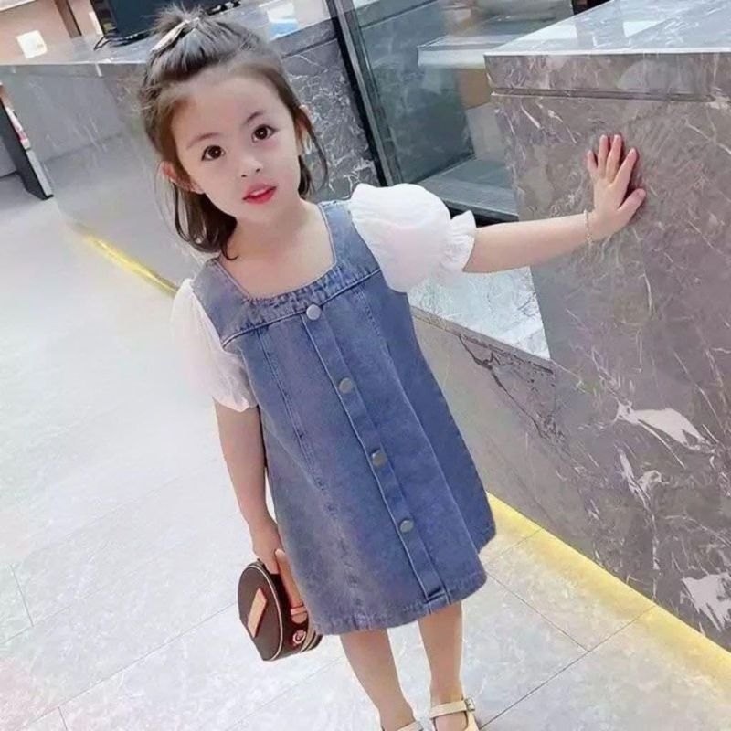 DRESS ANGELA KOREA STYLE JEANS ANAK 1-5 TAHUN