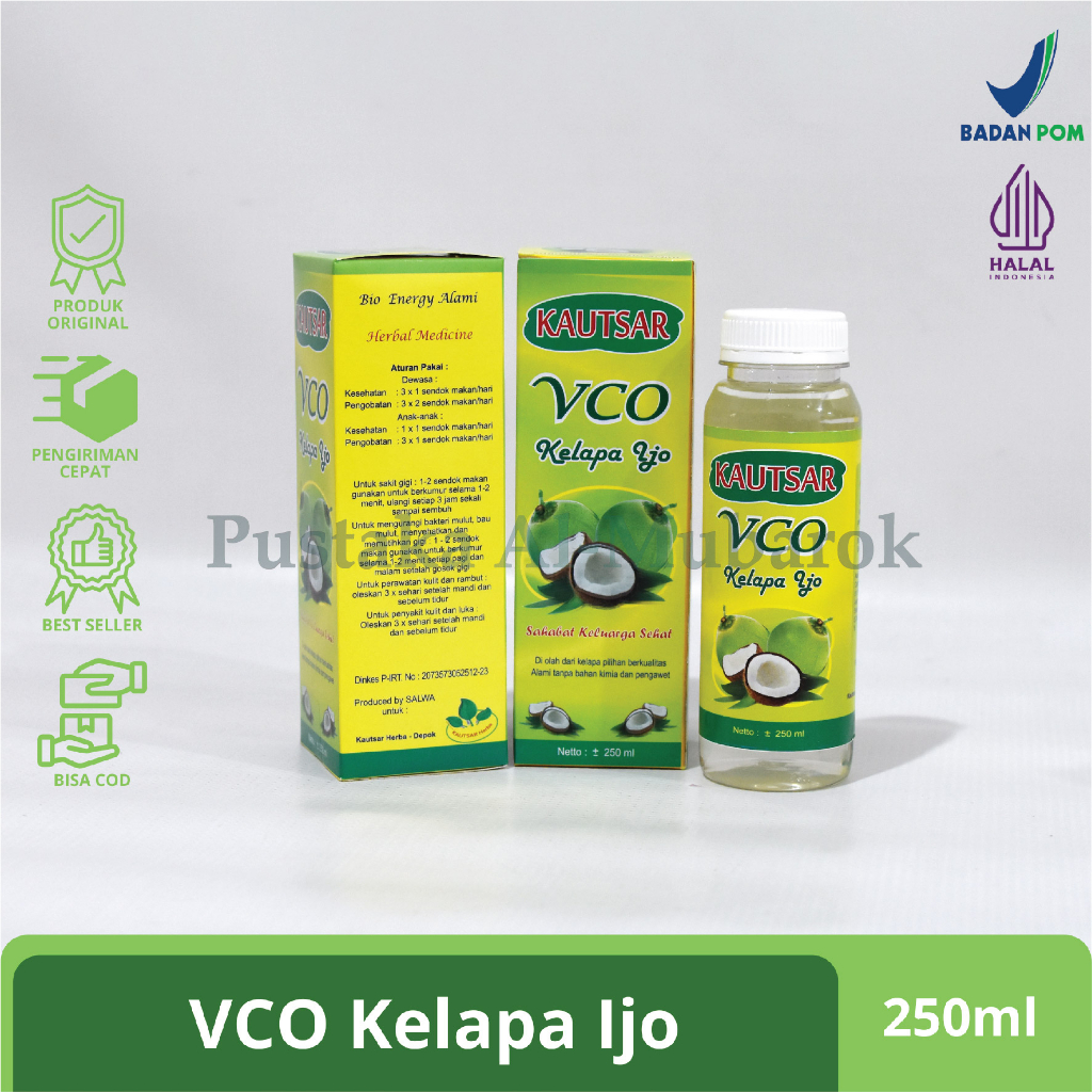 

Minyak VCO Minyak Kelapa Hijau Kautsar Original 250ml/Botol Obat Minyak Kelapa Vco Virgin Coconut Oil Murni Original Asli Kemasan Botol Kardus