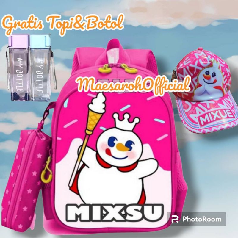 Tas Ransel Sekolah Anak Perempuan TK SD Karakter Mixue Viral
