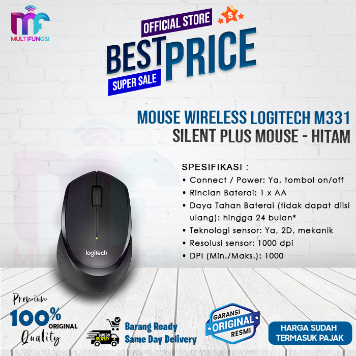 Mouse Wireless Logitech M331 - Silent Plus Mouse (No Clickling Sound)