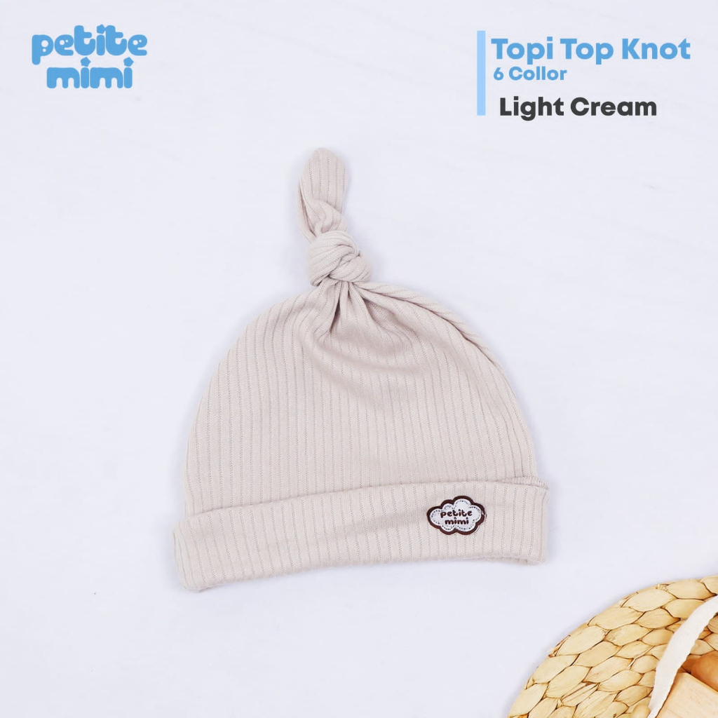 Topi Rib Reeb Knit PREMIUM Top Knot Newborn 0-6 Bulan Petite Mimi CBKS