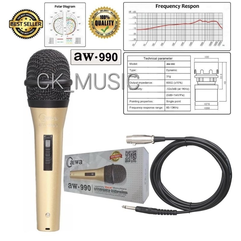 MIC KABEL AIWA AW990 ,MICROPHONE KABEL AIWA AW 990 ,MIC BESI ,MIC CAIWA AW ,MIC AIWA AW990