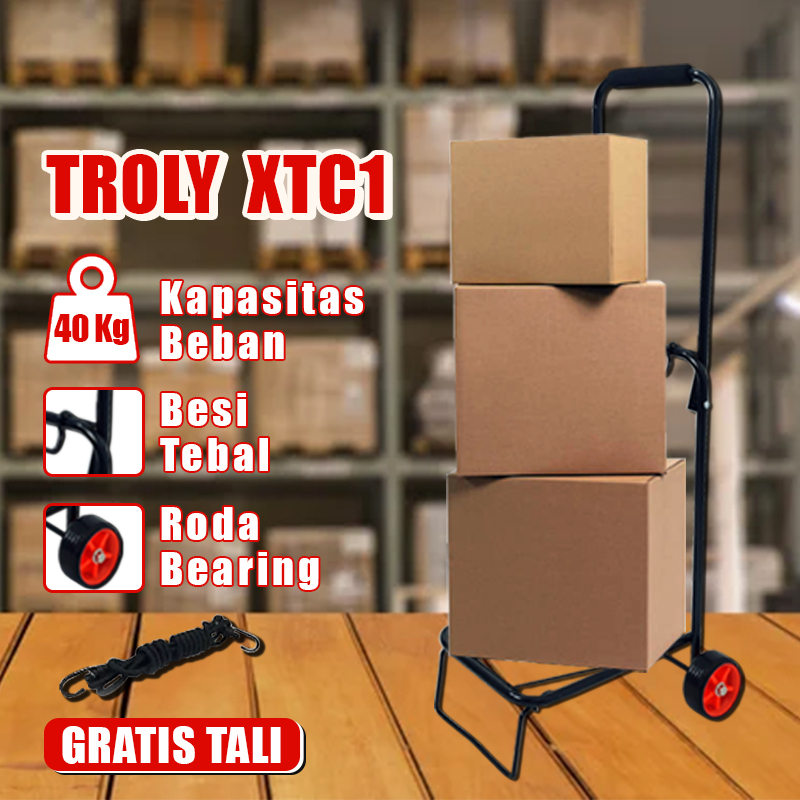 Troli Lipat XTC-1 Rak Trolly Besi Beroda Alat Angkut Barang Galon Gas