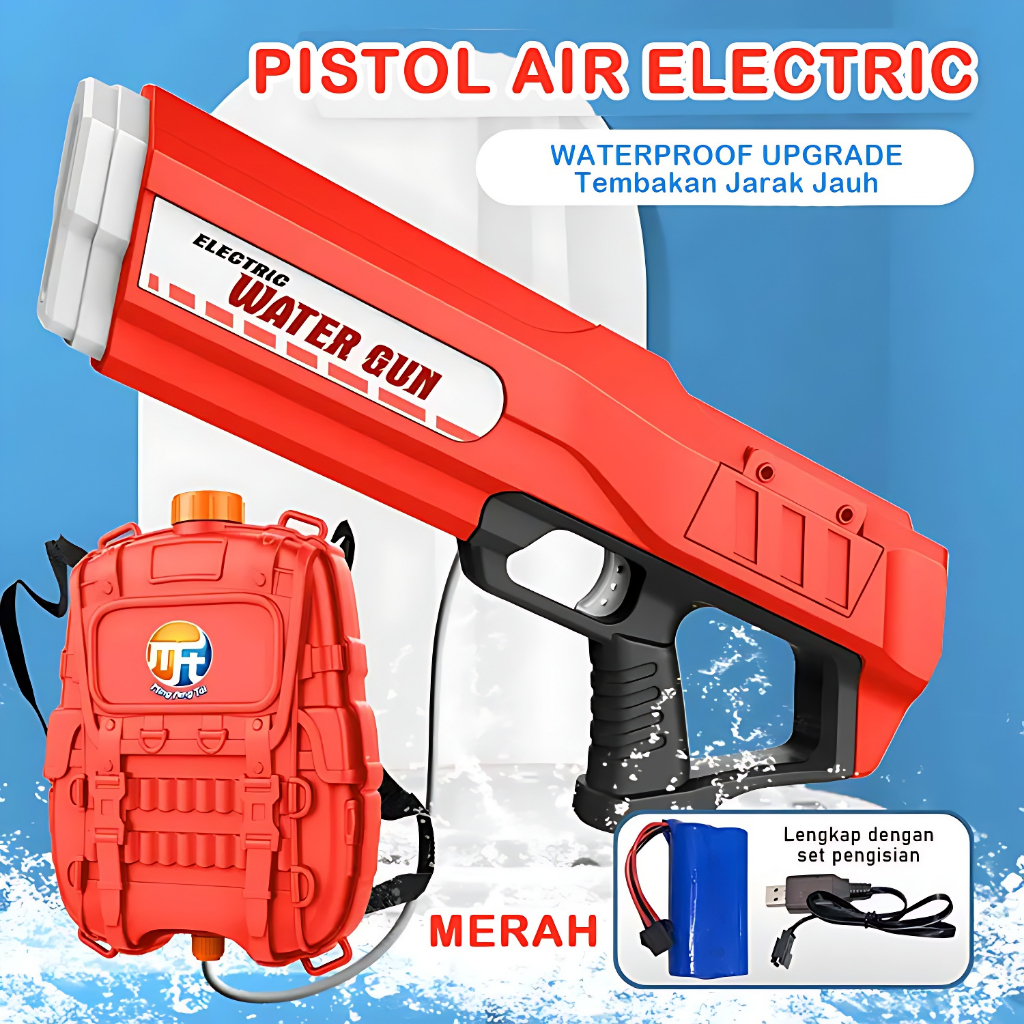 Pistol Air Ransel Elektrik Water Gun Game | Mainan Anak Laki Laki Tembak Tembakan Air | Kado Ultah Anak Cowok