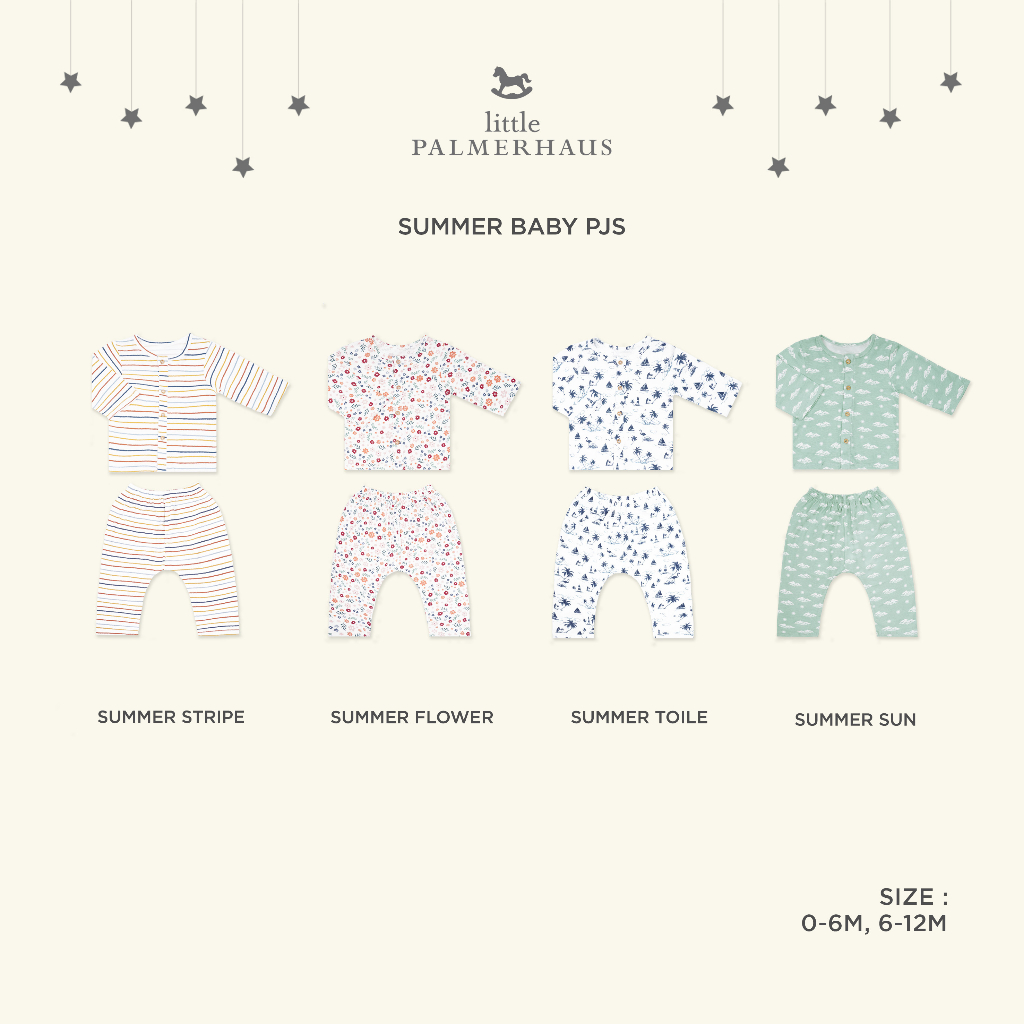 Little Palmerhaus Summer Baby Pajamas Piyama Bayi Lengan Panjang 0-1 tahun