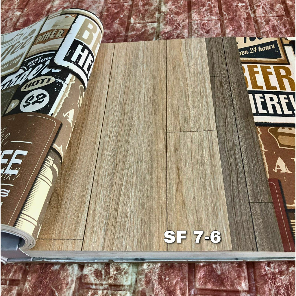 Wallpaper Dinding Papan Kayu Abu Cream Coklat Natural 3d Sky Fall