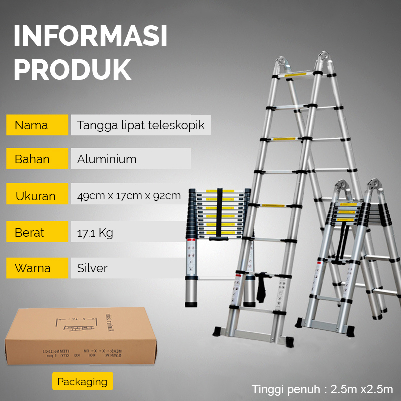 Tangga teleskopik Tangga Lipat berkualitas tinggi tidak berkarat - WHI