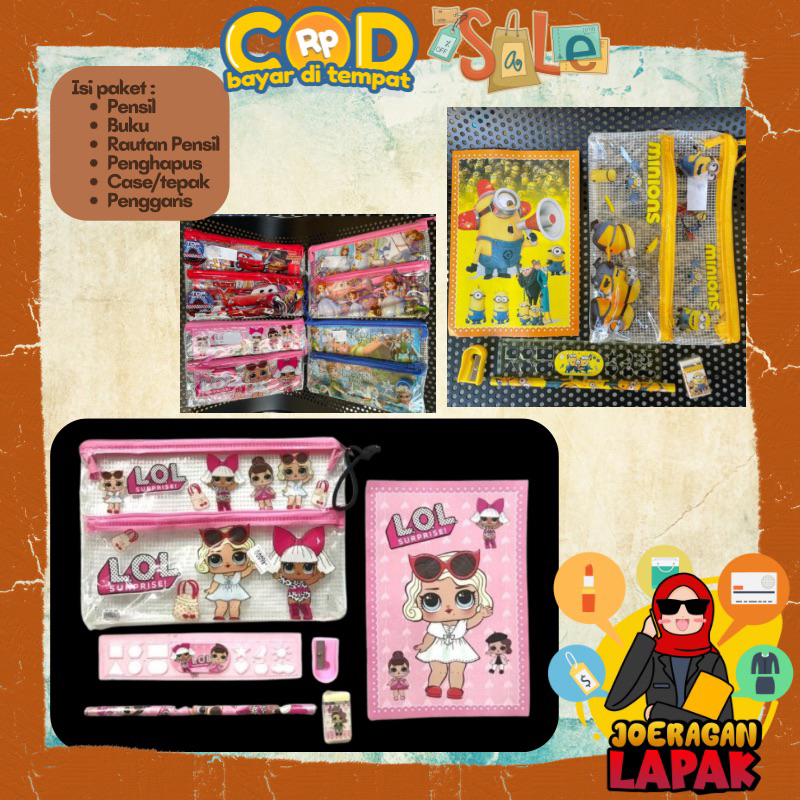 

⭐️JOERAGANLAPAK⭐️ALAT TULIS SET LUCU 6 IN 1 KAREKTER ANAK BUKU TEPAK PENSIL PENGGARIS RAUTAN PENGHAPUS SOUVENIR HADIAH KADO