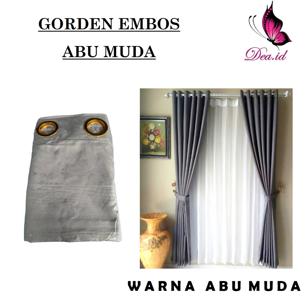 [DEASTORE] GORDEN PINTU JENDELA POLOS MOTIF EMBOS L 120 x P 220 CM - GORDYN HOMEMADE SMOKERING 12 LUBANG - HORDEN RUMAH MINIMALIS