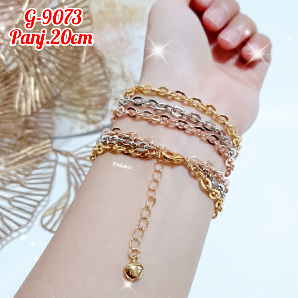 GELANG DEWASA RANTAI POLOS WARNA 3 LAYER/G-9073