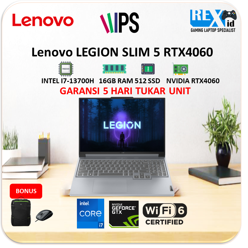 Lenovo LEGION SLIM 5 RTX4060 8GB / i7 13700H 16gbDDR5 512ssd 165hz + OHS